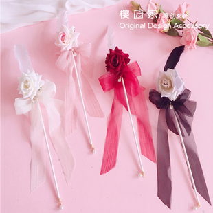 樱落lolita茶会玫瑰花棒手作仙女棒 少女心手杖唯美权杖表演写真