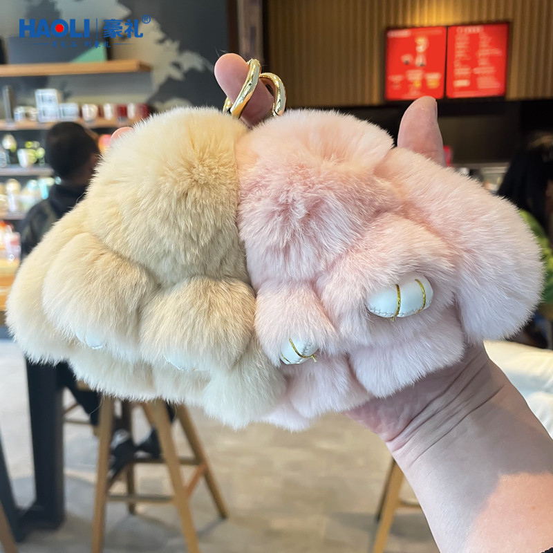 獭兔毛可爱小兔子汽车挂饰