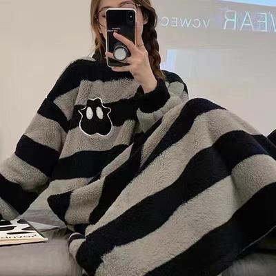 法兰绒睡裙女款长袖家居秋季