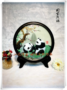 新品湘绣双面绣小型摆件纯手工刺绣花卉花鸟类牡丹荷花出国随手礼