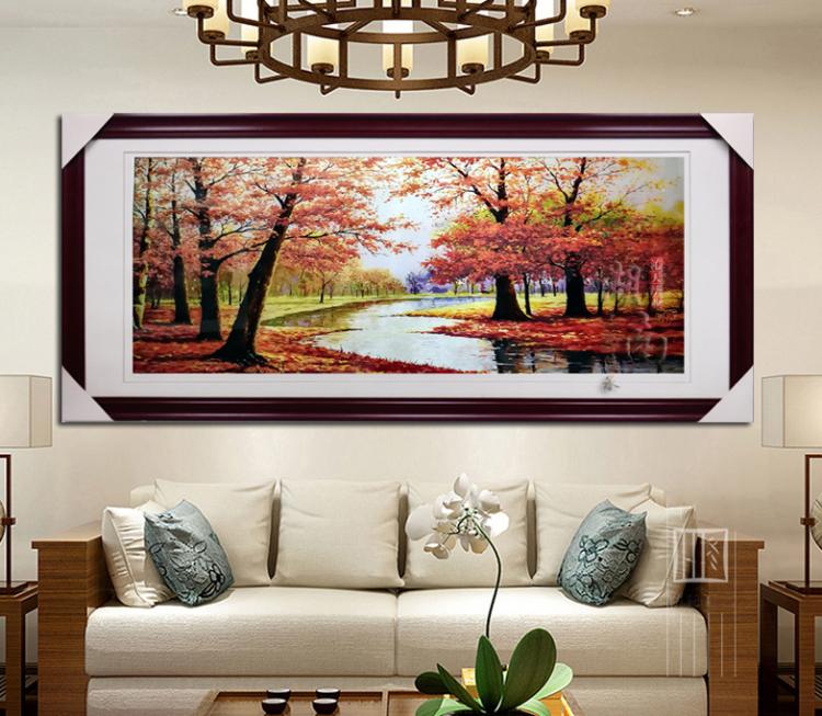 新品单面湘绣树林红枫鸿运当头手工刺绣客厅装饰挂画喜庆商务礼品图片