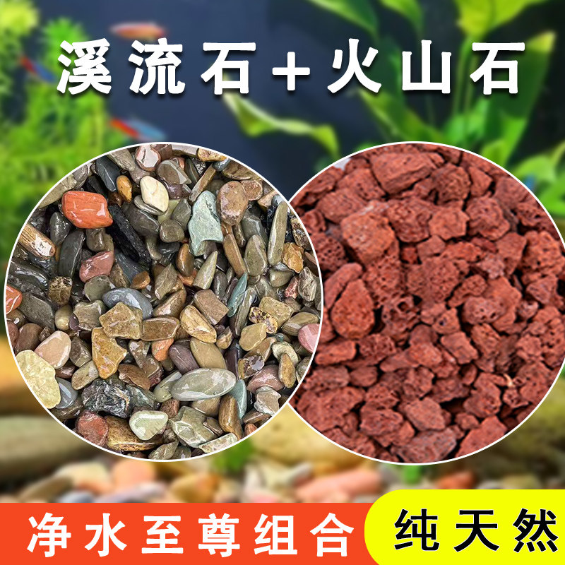 火山石溪流石过滤石鱼缸底砂造景专用铺底火山石滤材兰花铺面