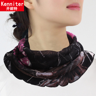 春夏季防晒真丝围脖女套头假领子护颈脖套桑蚕丝围巾小丝巾透气