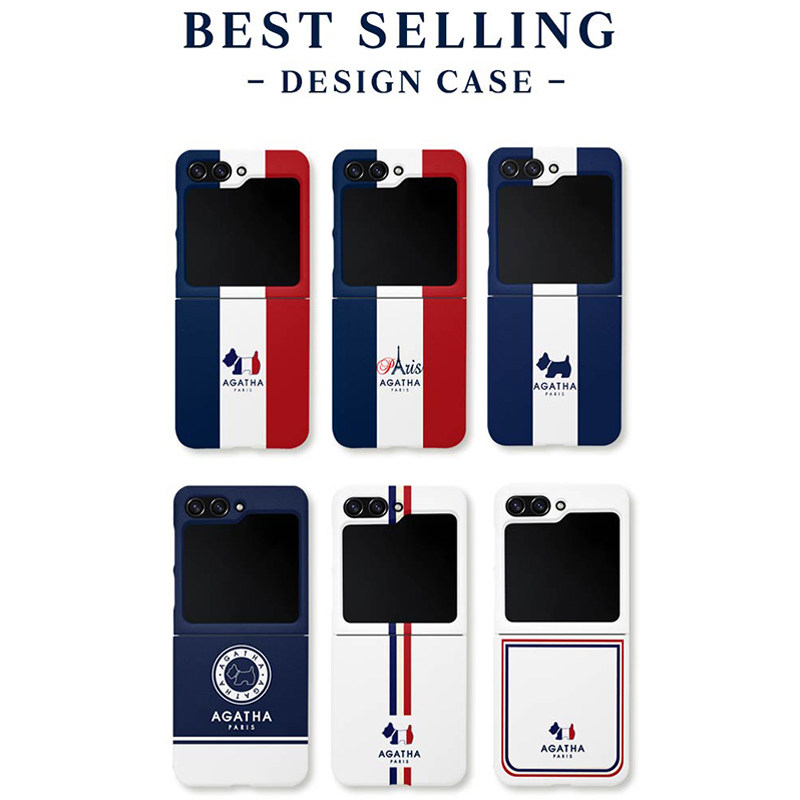 韩国狗狗适用Z Flip5简约小狗卡通条纹超薄手机壳zflip5时尚撞色情侣保护套潮款防摔硬壳W24 flip