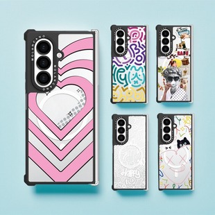 韩国molan适用三星 fold7手机壳线条猫卡通折叠屏w26透明四角防摔外壳带磁吸保护套全包铰链保护壳涂鸦