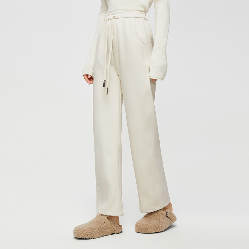 她图2024冬季新款宽松显高阔腿裤女高级感抽绳百搭直筒加厚休闲裤,女装/女士精品,休闲裤,淘宝优惠券,粉丝福利购,淘宝优惠卷