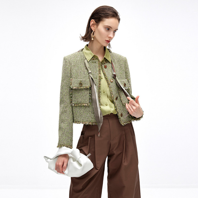 她图专柜正品小香风粗花呢外套女2026春装新款通勤洋气毛边短上衣,女装/女士精品,短外套,淘宝优惠券,粉丝福利购,淘宝优惠卷