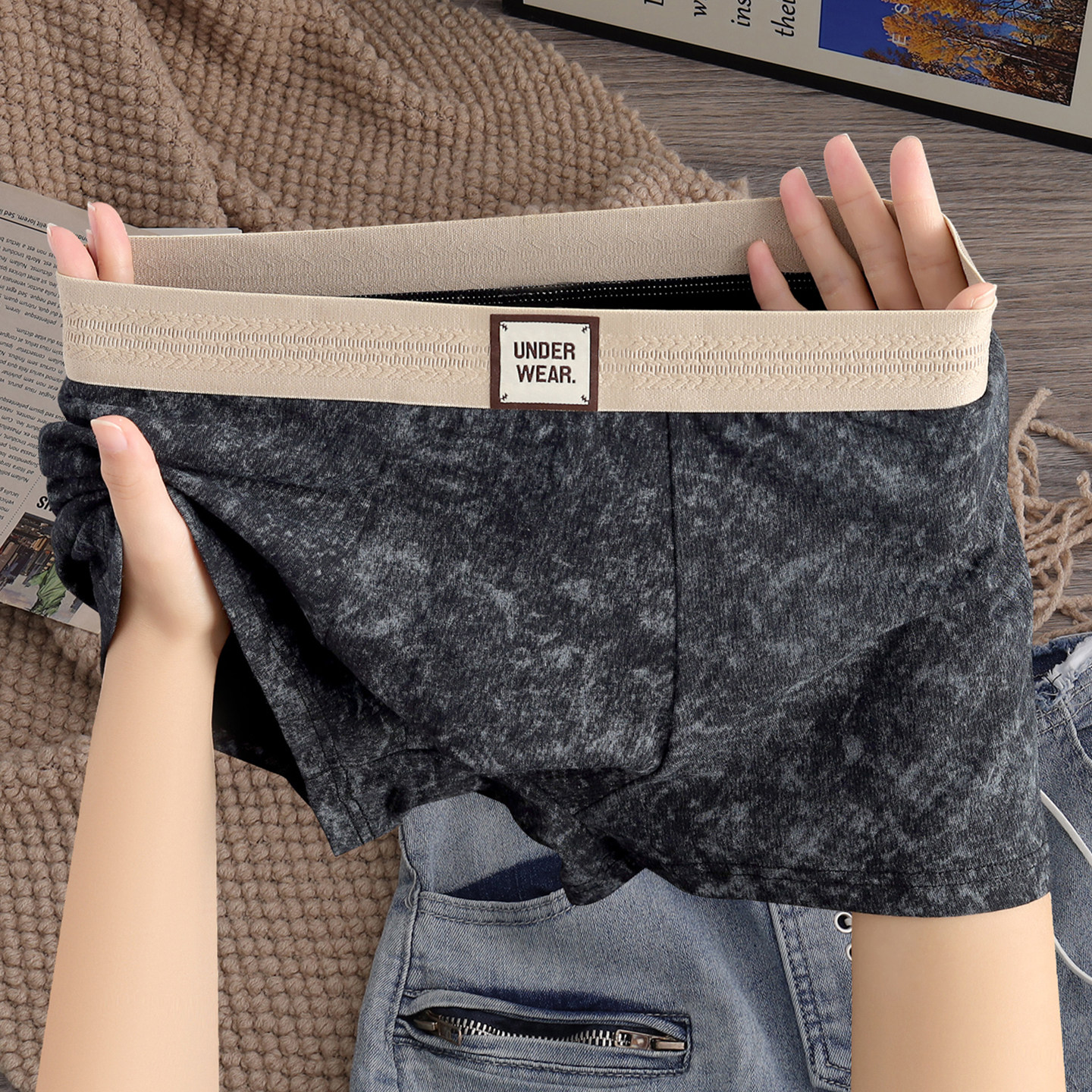 2026新款男士内裤纯棉舒适透气四角裤男生男孩男款男式中腰短裤衩