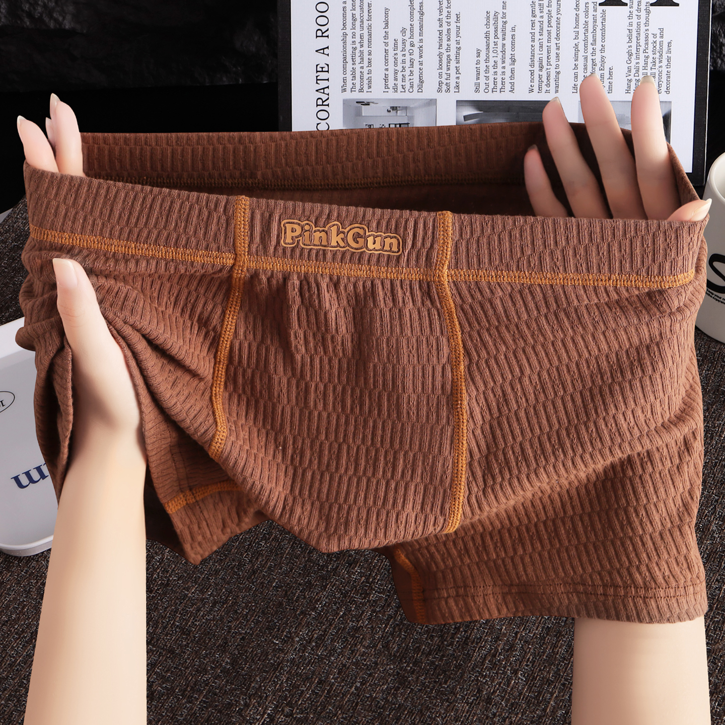 舒适透气纯棉男士内裤男款男式中腰四角裤青少年短裤衩潮款平角裤