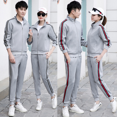 情侣装运动套装男士春秋季宽松休闲立领卫衣大码跑步健身运动服女