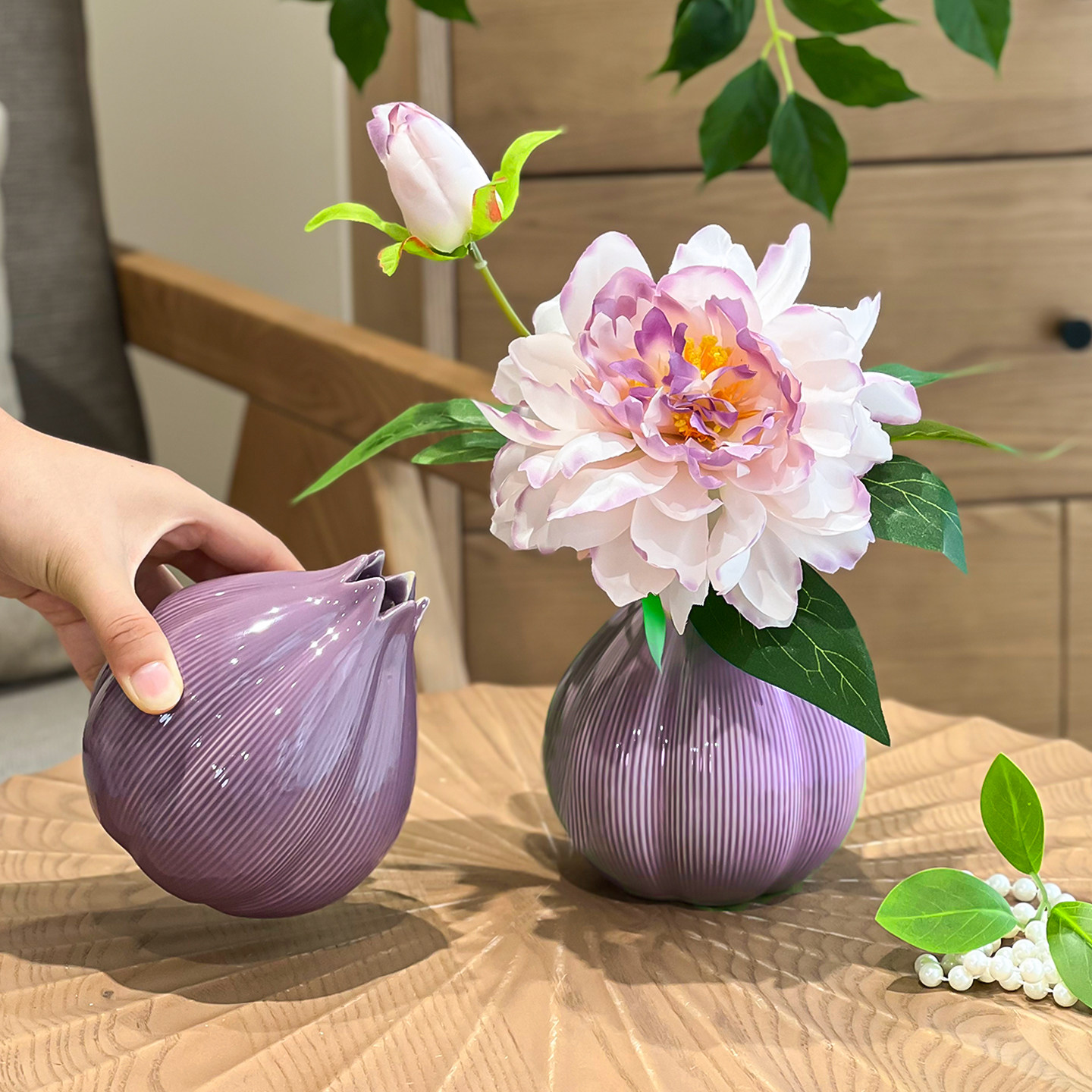 洋葱艺术感陶瓷小花瓶客厅装饰花餐桌电视柜桌面插花轻奢假花摆件,家居饰品,花瓶,淘宝优惠券,粉丝福利购,淘宝优惠卷