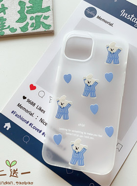 趣味iPhone11pro手机壳适用XSMAX苹果6/8磨砂半透明7plus/XR可爱12/13/14/15/16/17/mini套 蓝色睡衣小狗
