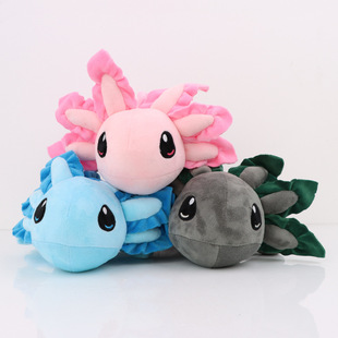 现货Axolotl Plush蝾螈蜥蜴多色可爱鱼公仔六角恐龙毛绒玩具