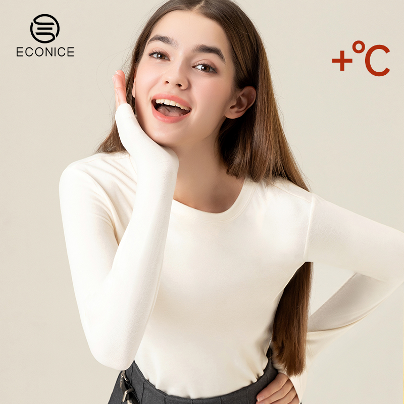 德绒珠花超柔发热轻暖打底衫女