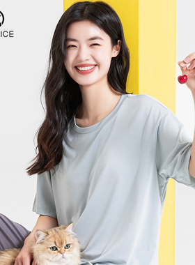 带胸垫睡衣女夏薄款冰丝凉感短袖短裤可外穿大码莫代尔家居服套装