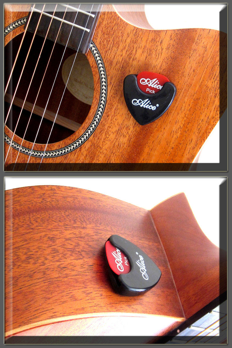 alice爱丽丝电木吉他粘贴式拨片盒彩色心型拨片套多彩心形拨片夹