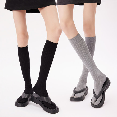 纯棉无骨miu风百搭二趾小腿袜