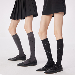 无骨长筒袜子 波点小腿袜女春秋甜美百搭显瘦格雷系灰色JK配小皮鞋