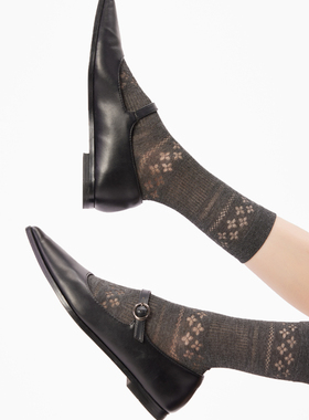 夏季薄款灰色袜子女镂空透气竹纤维凉感中筒袜春秋芭蕾风配小皮鞋