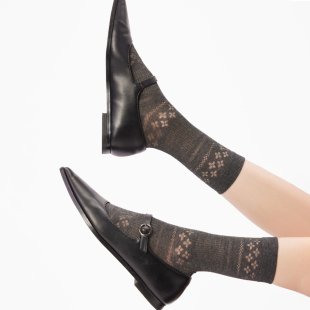 灰色袜子女镂空透气竹纤维凉感中筒袜春秋芭蕾风配小皮鞋 夏季 薄款