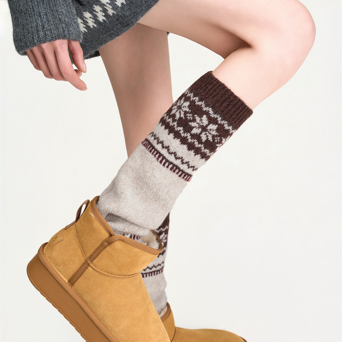 秋冬季咖色发热羊毛费尔岛堆堆袜套女配雪地靴保暖显瘦复古小腿套,女士内衣/男士内衣/家居服,长筒袜,淘宝优惠券,粉丝福利购,淘宝优惠卷