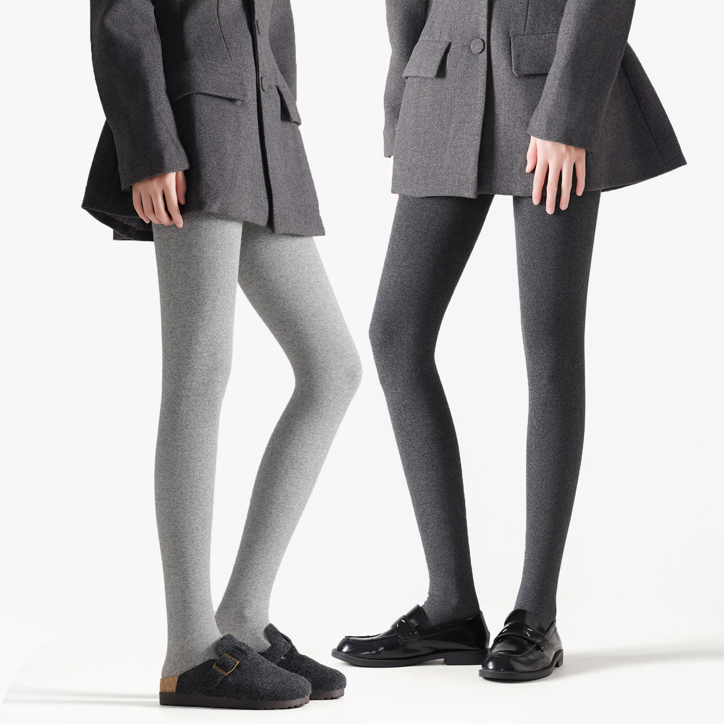 灰色打底裤女秋冬外穿分段压力黑色显瘦冬天加绒保暖格雷系连裤袜