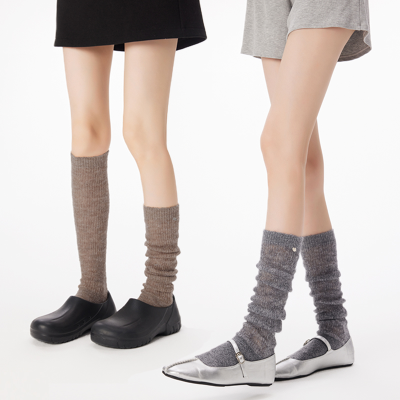 加厚保暖慵懒风羊毛长筒堆堆袜