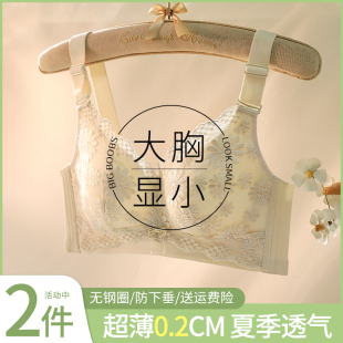 薄款 内衣女夏季 大胸显小胸聚拢收副乳防下垂缩胸文胸罩无钢圈超薄