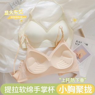 内衣女小胸聚拢显大挂脖细肩带提拉收副乳防下垂美背手掌杯文胸罩