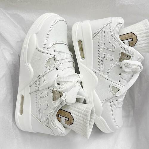 男鞋2025新款aj4夏季透气白色板鞋百搭ins潮休闲增高厚底小白鞋子