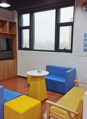 软包皮革皮艺儿童墩子转角等候区洽谈沙发椅ienglish装修定制沙发