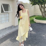现货Y1120下摆不规则拼接方领连衣裙P135K198，女装连衣裙，浙宝296