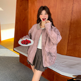 现货ZB296-Y1100粉色皮衣扎染效果短外套P165K248，女装短外套，浙宝296