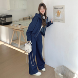 现货有买家秀ZB296-Y1102牛仔两件套休闲连帽套装P165K248，女装运动套装，浙宝296