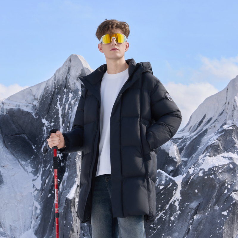 半身缘男装 冬季时尚韩版松紧口面包服长版羽绒服254312U01710134