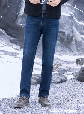 半身缘男裤 冬季休闲百搭舒适牛仔裤254101M10130157