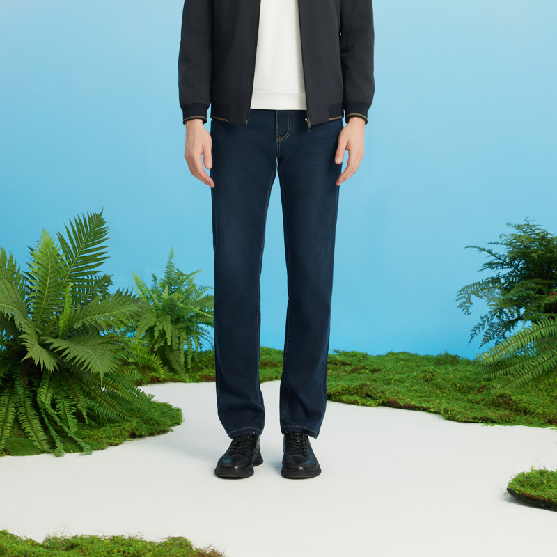 半身缘男裤 春季简约时尚超薄斜纹牛仔裤牛仔裤241101b10103166