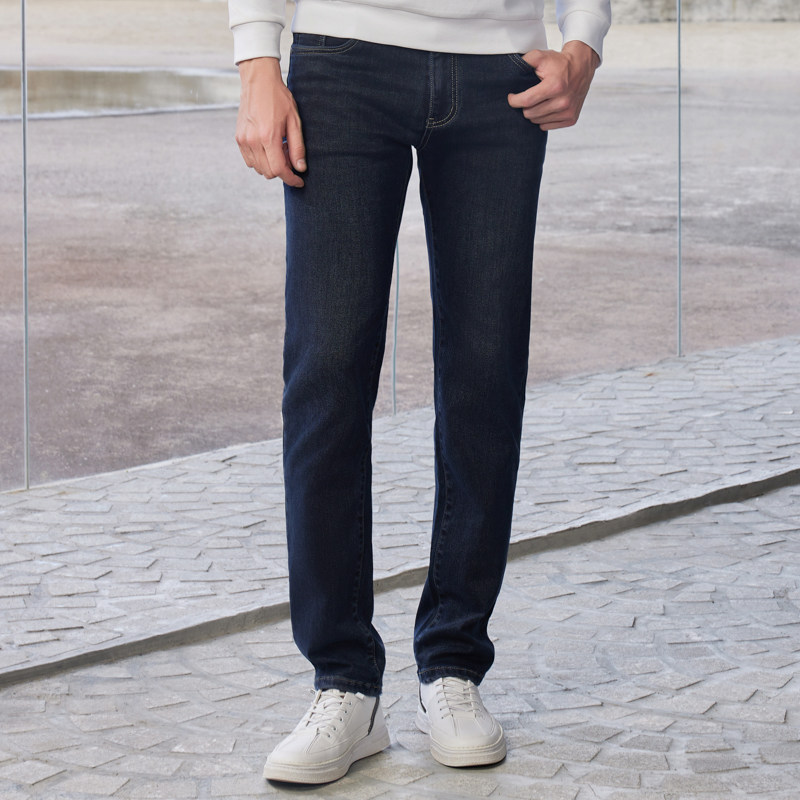 半身缘男裤 秋季简约时尚水洗工艺做旧牛仔裤243101m10103382