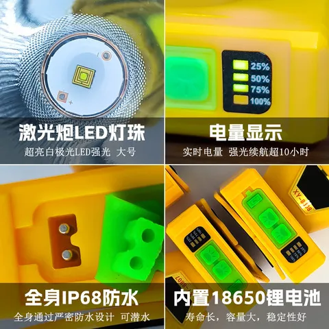 户外潜水强光IP长续航头灯外贸LED防水专业显示超亮65头戴式电量