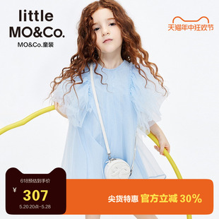 夏装 moco童装 女大童网纱连衣裙公主裙儿童裙子洋气小女孩 little