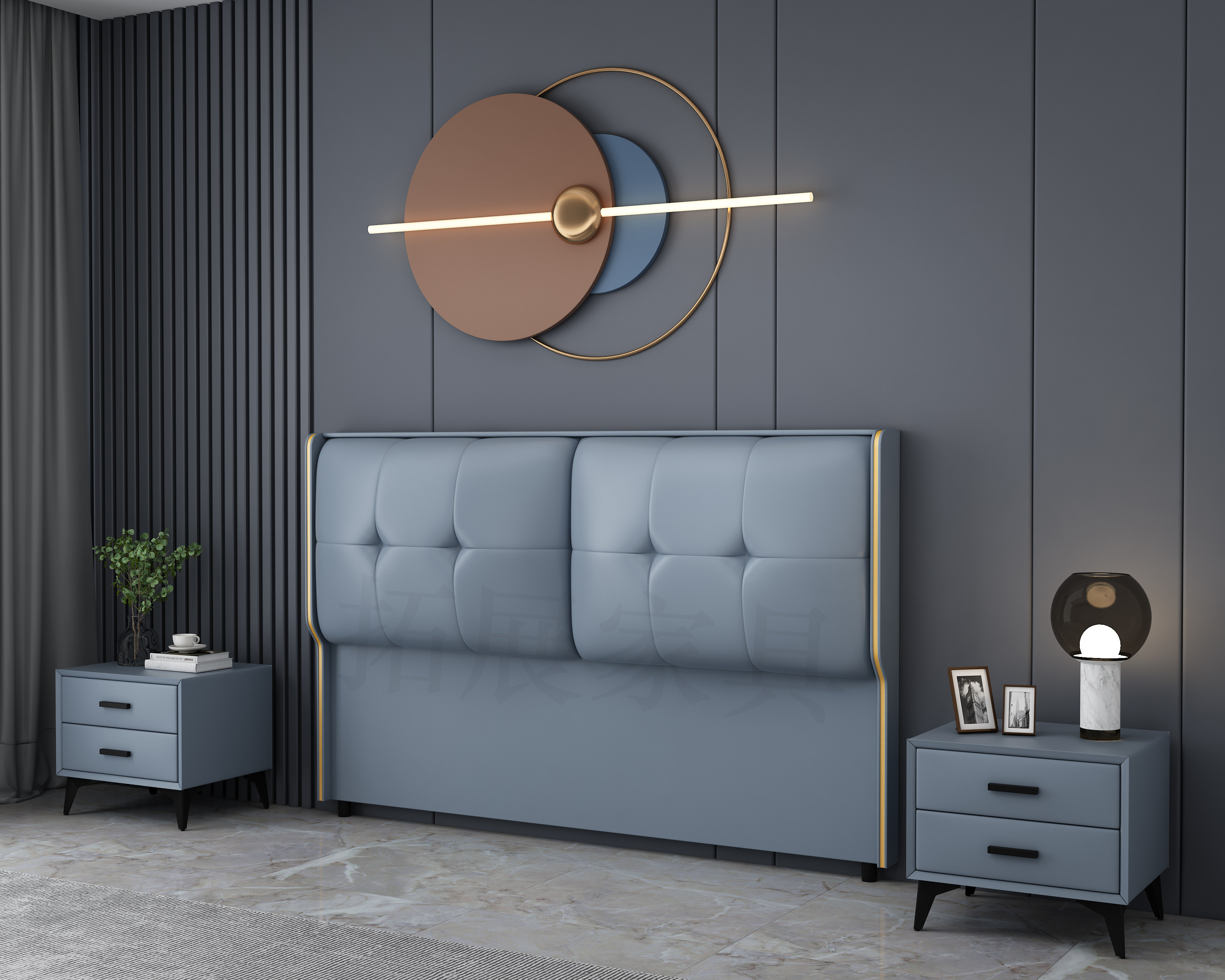 床头板软包新款简约现代实木落地科技布轻奢北欧超薄床头单买定制