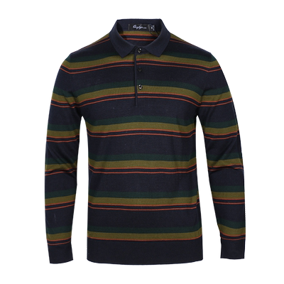 奥古利奥薄款羊毛混纺翻领针织衫