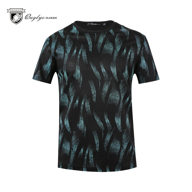 短袖T恤男夏季新品中青年时尚休闲潮流薄款花纹圆领体恤