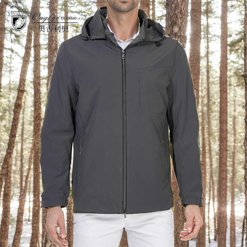 新款春秋夹克奥古利奥可脱卸帽