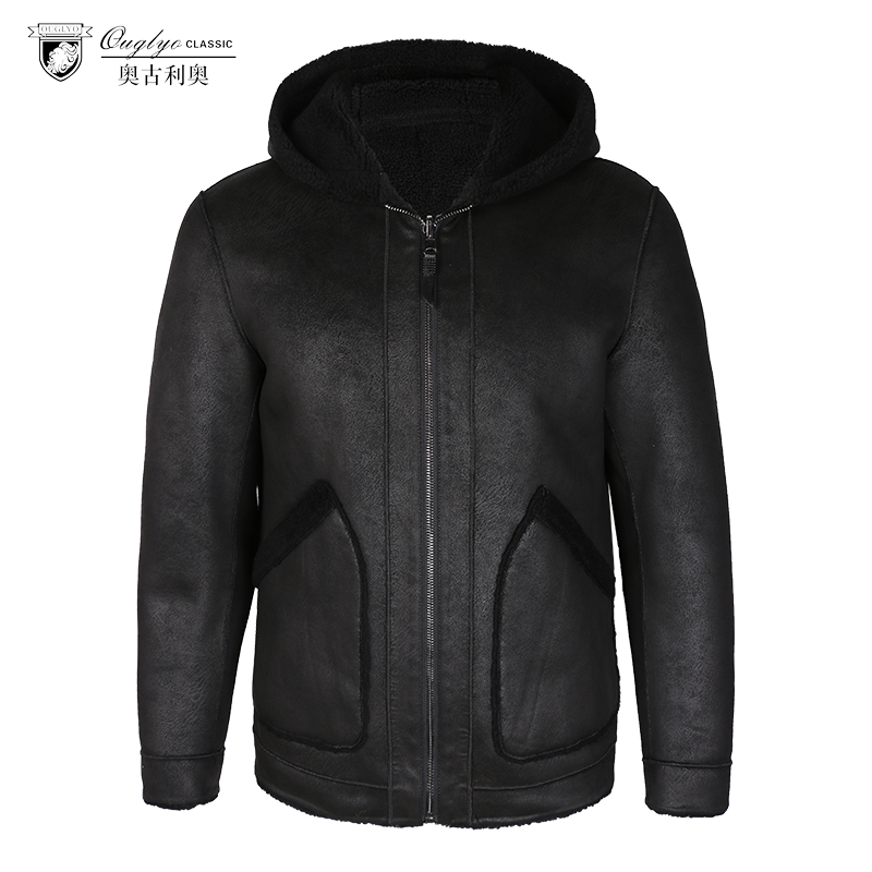 奥古利奥颗粒绒男双面穿连帽茄克