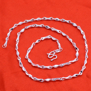 S999纯银项链男士足银元宝链女款银饰品锁骨链情侣银链子无配吊坠