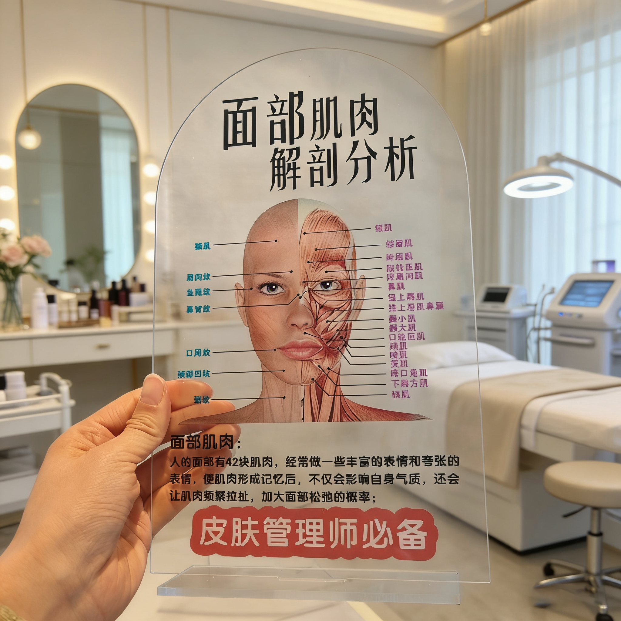 面部肌肉解剖立牌美容院护肤知识普及提示牌装饰摆件立牌亚克力