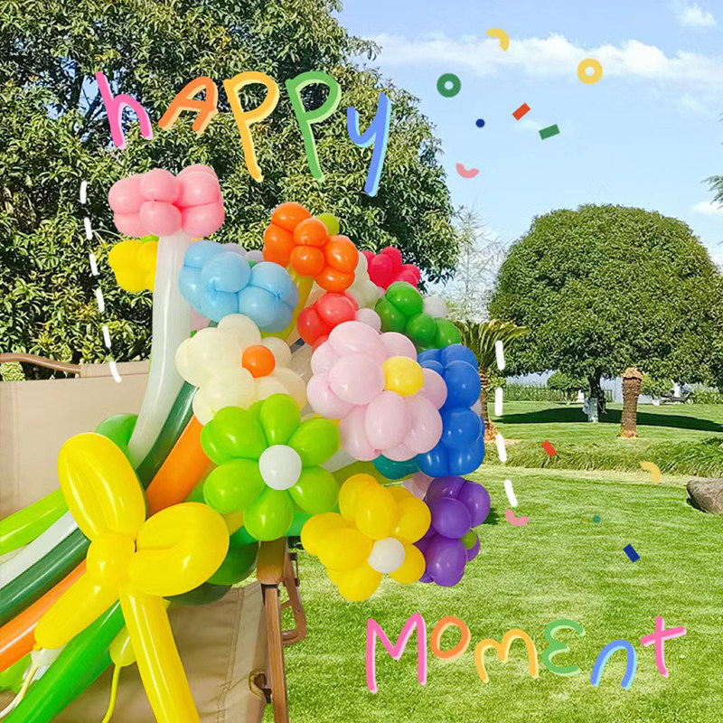 小红书儿童节幼儿园生日长条气球花束diy材料野餐道具场景装饰