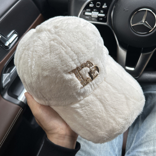 毛绒鸭舌帽女2025新款冬季保暖时尚款冬帽休闲韩系帽子硬顶棒球帽