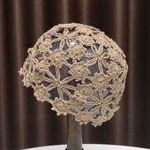 帽子女夏百搭中老年时尚 女士针织蕾丝镂空穆斯林贝雷帽包头帽薄款